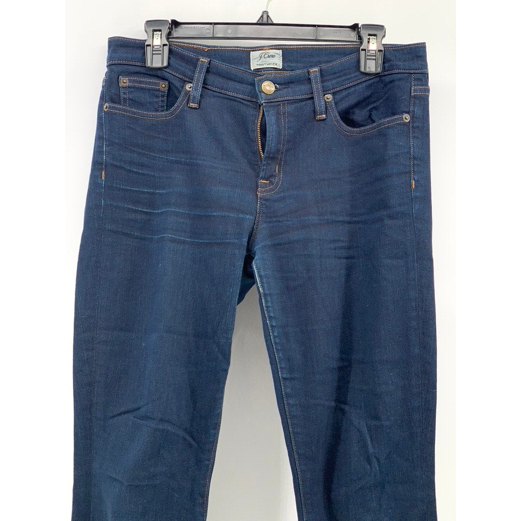 J.CREW Women's Dark Blue Denim Toothpick Skinny Five-Pocket Jeans SZ 29