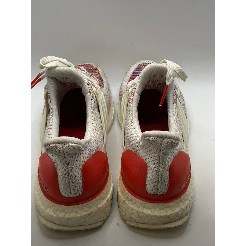 ADIDAS Men's White-Multi Knit Ultra Boost Sneakers SZ 9