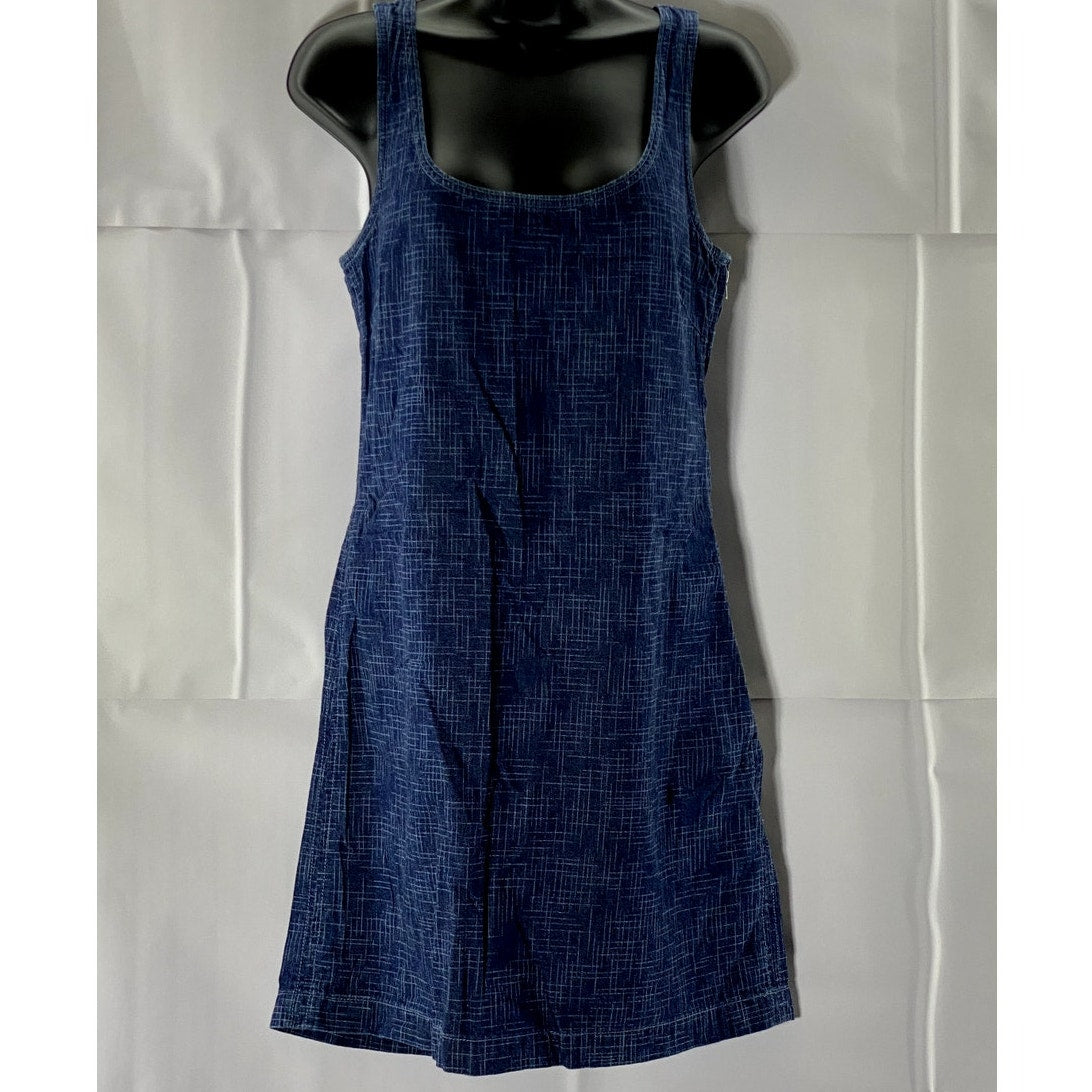 DKNY CLASSIC Women's Blue Printed Side-Zip Scoop-Neck Mini Tank Dress SZ 8