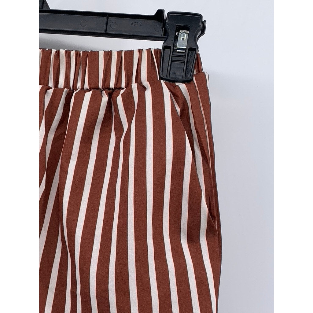 UNBRANDED Women's Brown-White Striped Shorts SZ S