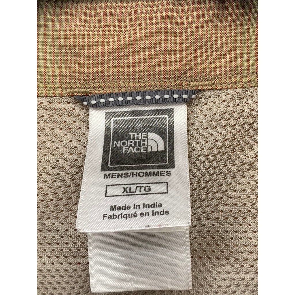 THE NORTH FACE Men's Tan Plaid Button-Up Short Sleeve Regular-Fit Shirt SZ XL