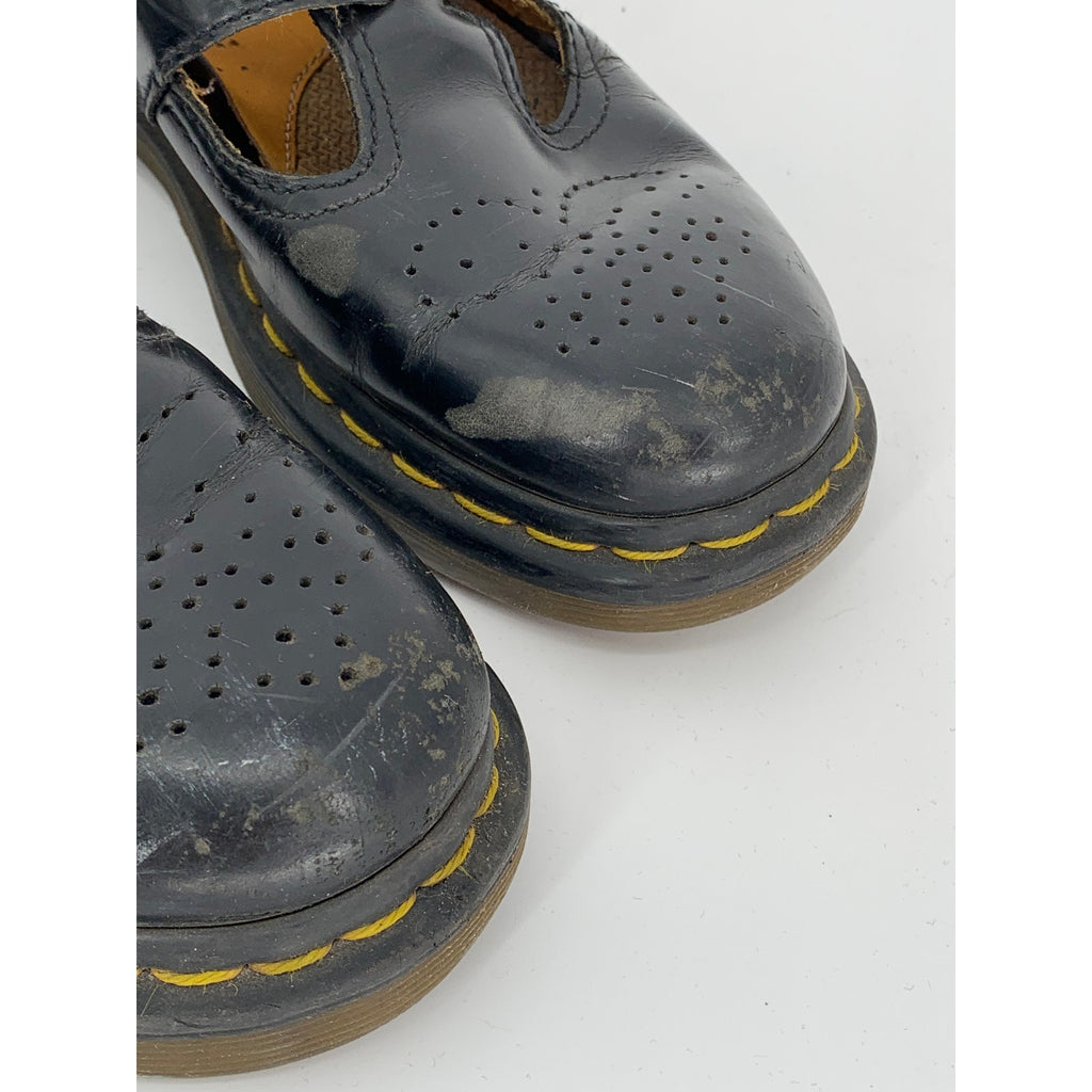DR. MARTENS Women's Black Leather Perforated Slip-On Mary Jane Shoes SZ 7
