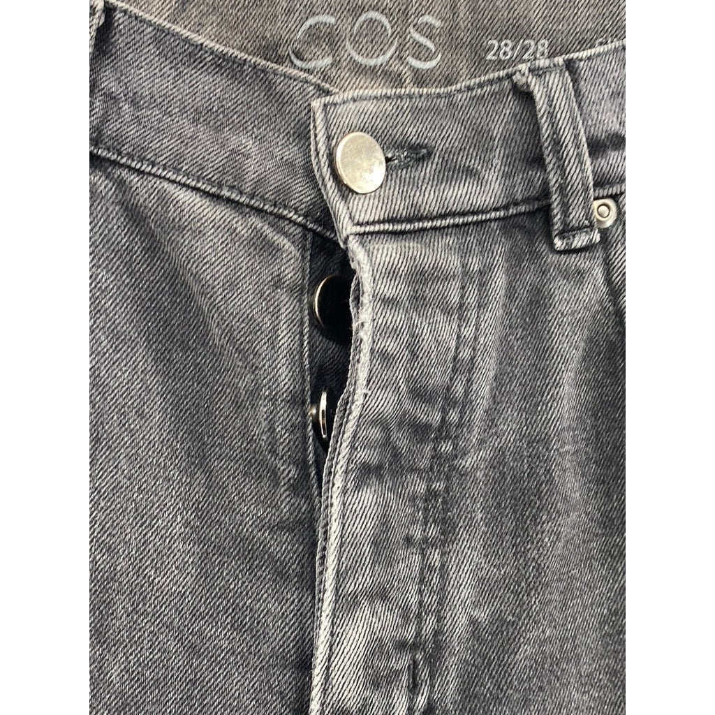 COS Women's Washed Black Distressed Denim Slim-Fit Mid-Rise Cropped Jeans SZ 28