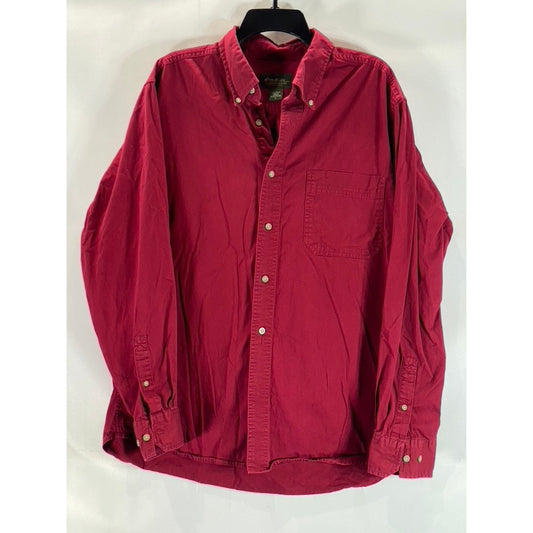 EDDIE BAUER Men's Red Cotton Regular-Fit Button-Up Long Sleeve Shirt SZ L