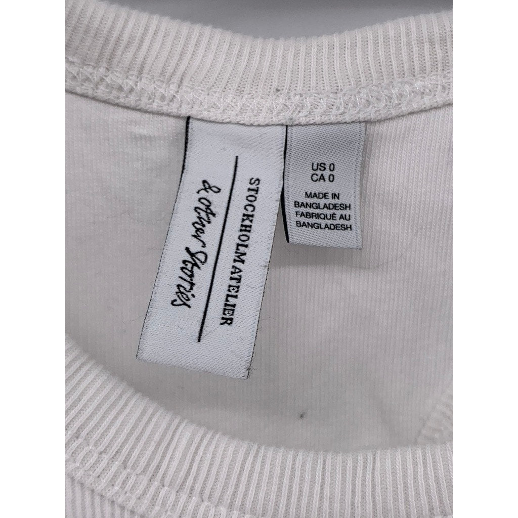 & OTHER STORIES Women's White Solid Crewneck Racerback Casual Tank Top SZ 0