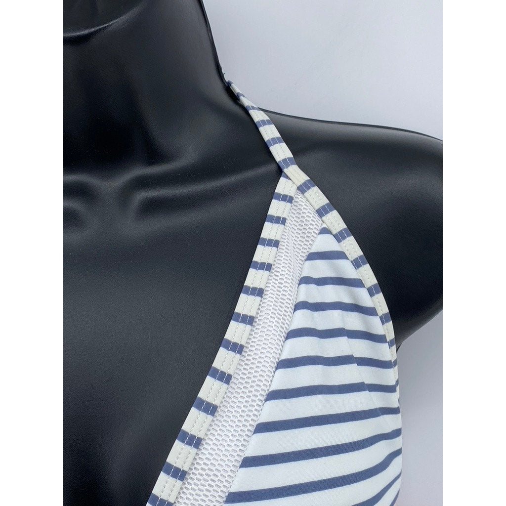 COCOSHIP Women's Blue-White Striped Fringe Bikini Top SZ 16