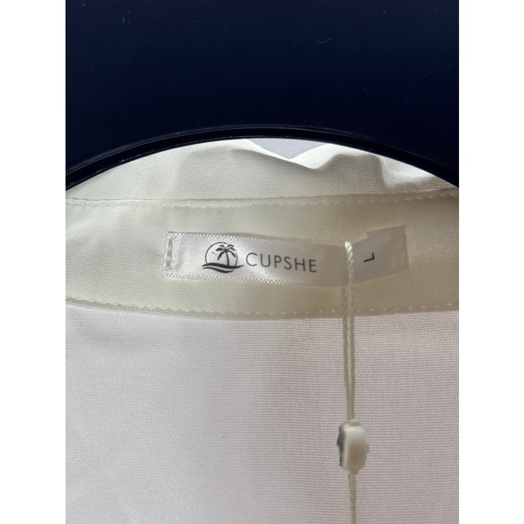 CUPSHE Women's Cream Nala Button-Front Short Sleeve Shirt Kimono SZ L