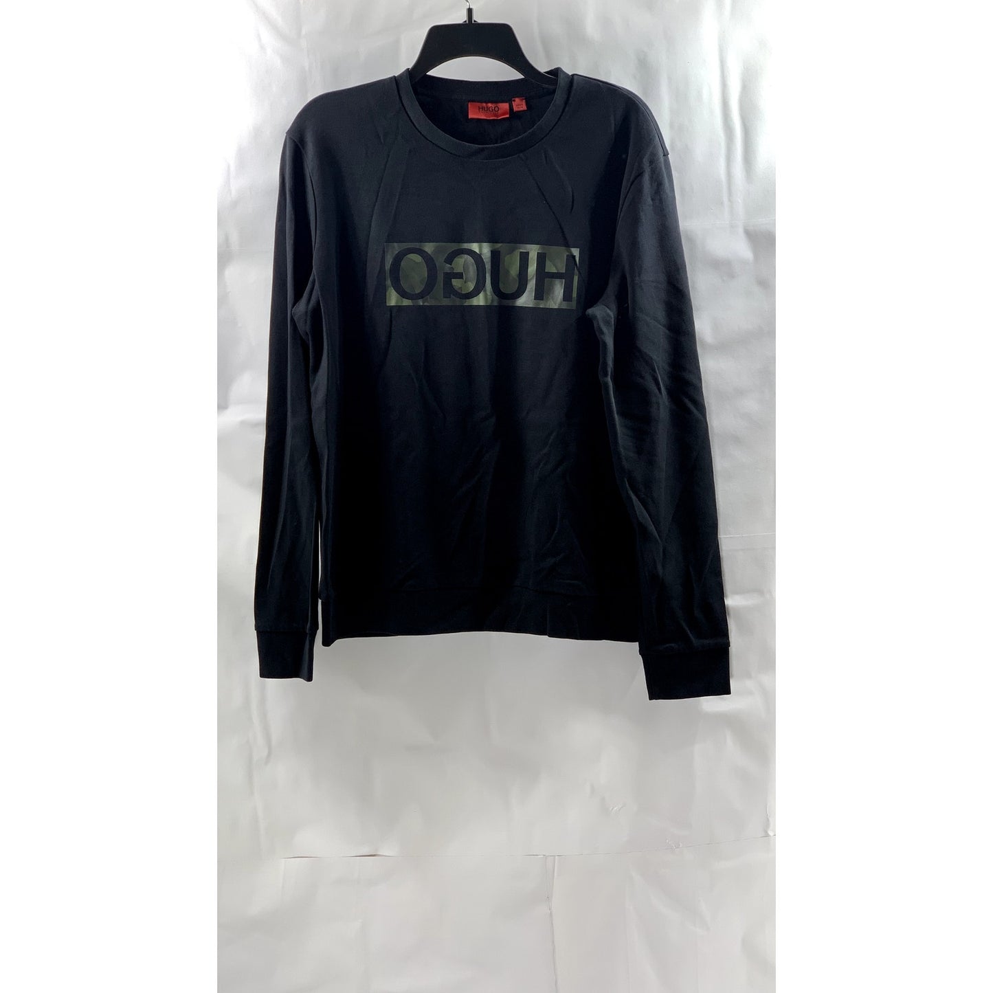 HUGO HUGO BOSS Men's Black Logo Crewneck Pullover Sweatshirt SZ L