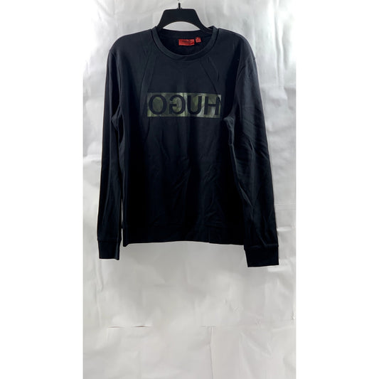 HUGO HUGO BOSS Men's Black Logo Crewneck Pullover Sweatshirt SZ L