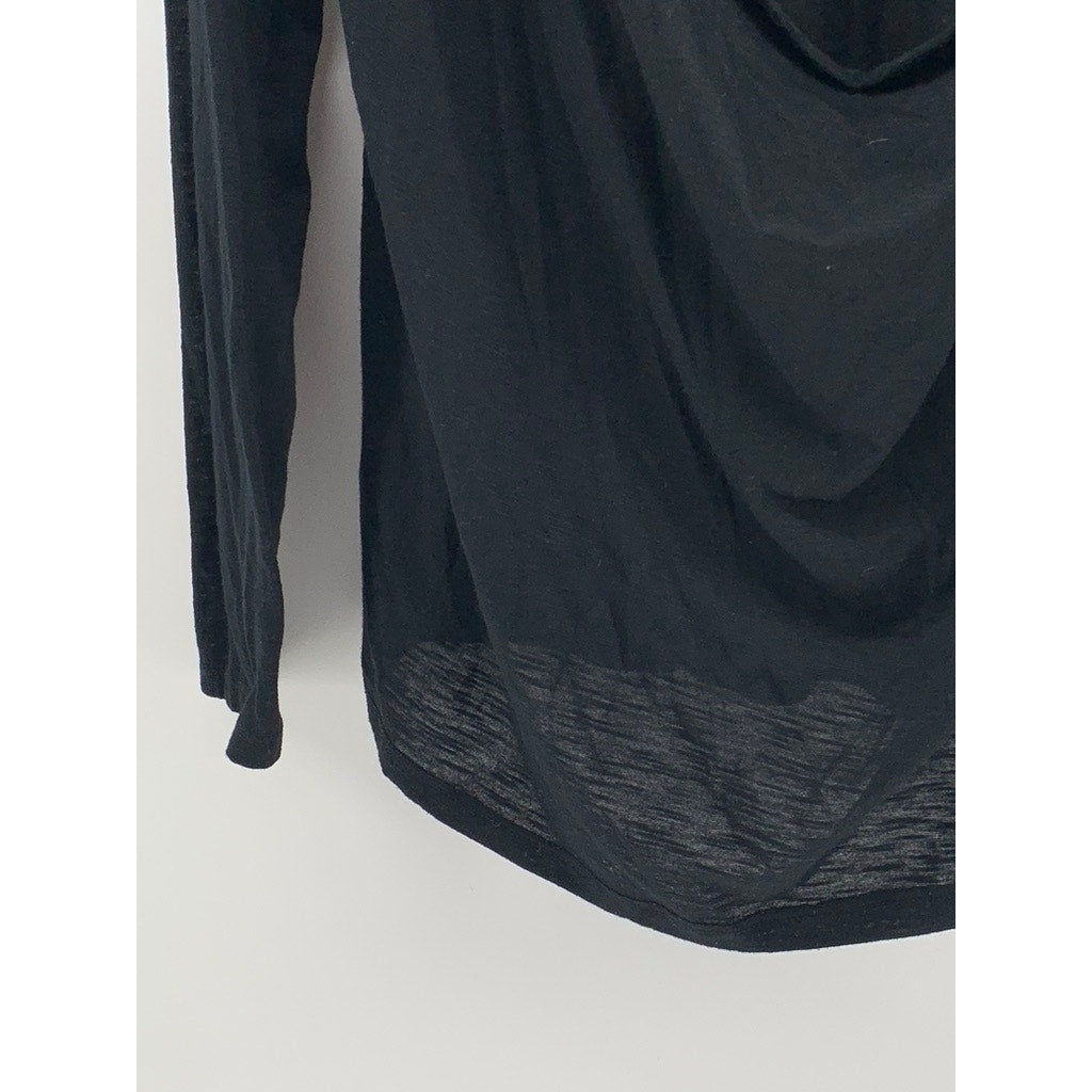 UNBRANDED Women's Black Crewneck Cutout Back Long Sleeve Top SZ M