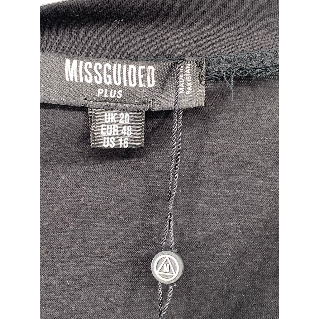 MISSGUIDED Women’s Plus Size Black Ruched Short Sleeve Mini T-Shirt Dress SZ 16