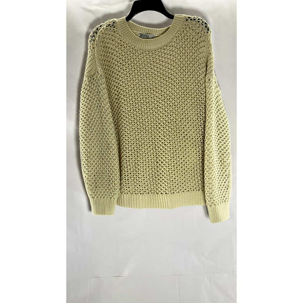 RITA ORA X PRIMARK Women's Tan Crochet Knit Crewneck Regular Fit Sweater SZ XL
