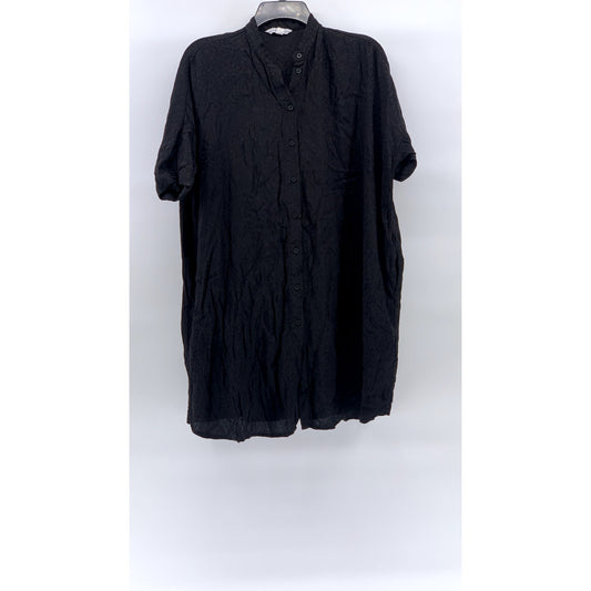 & OTHER STORIES Women's Black Animal Print Button-Up Mini Shirt Dress SZ 4