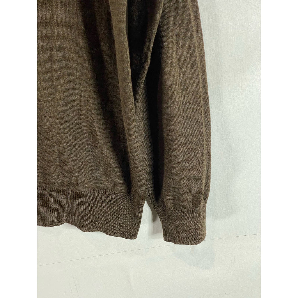 ITALIAN MERINO BY J. CREW Men's Brown V-Neck Pullover Sweater SZ M