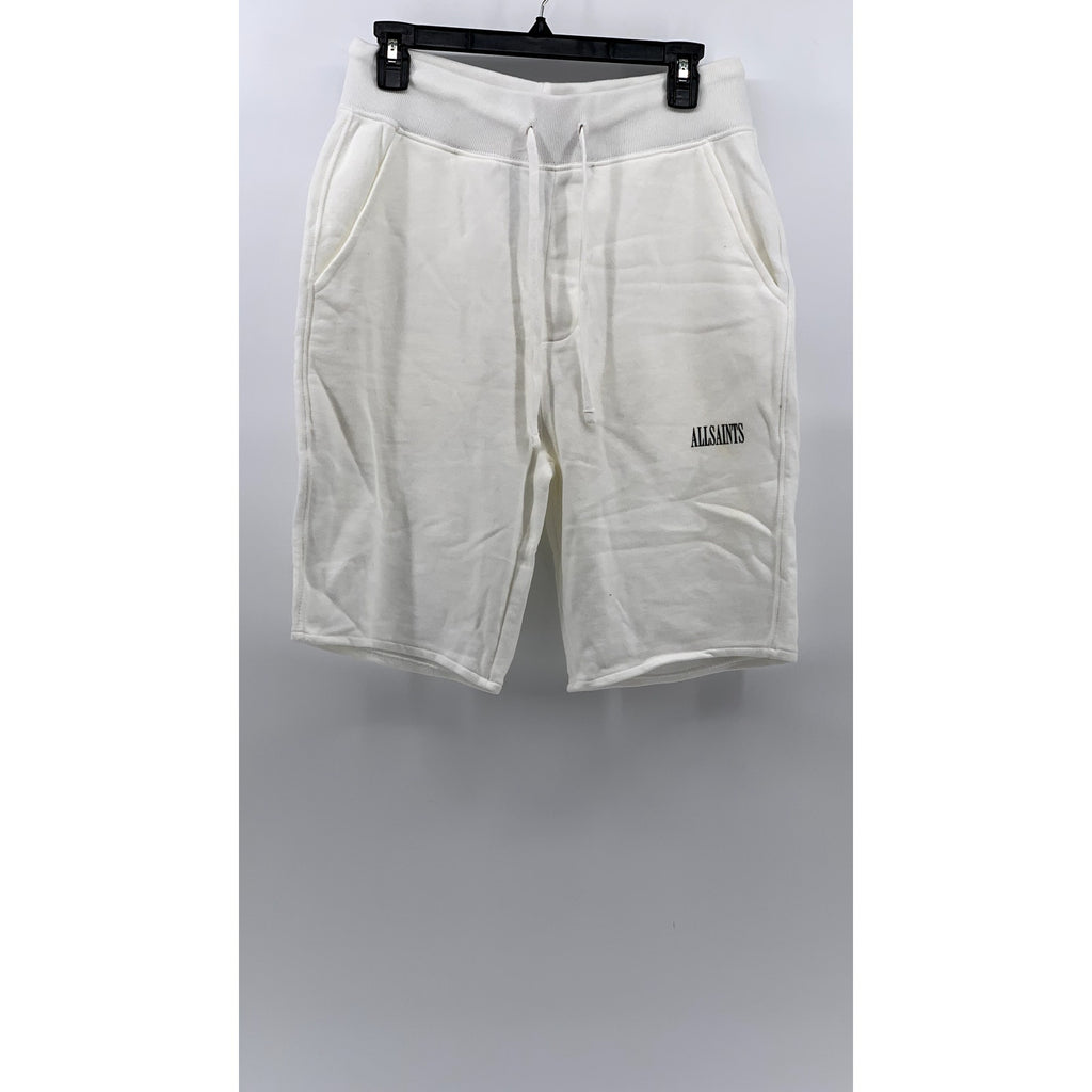 ALLSAINTS Men's White State Relaxed Fit Straight Drawstring Sweat Short SZ S