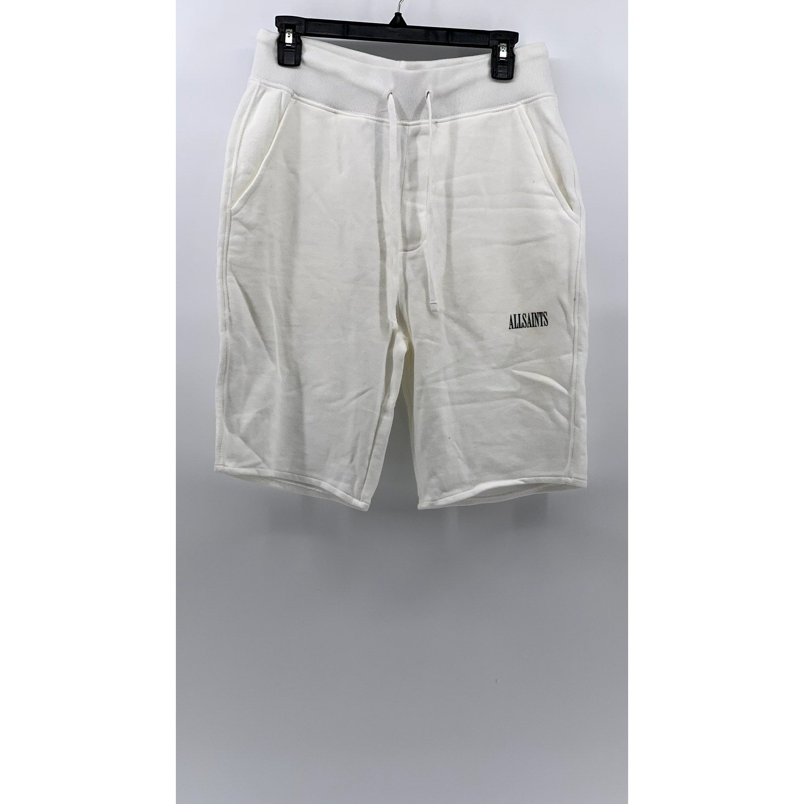 ALLSAINTS Men's White State Relaxed Fit Straight Drawstring Sweat Short SZ S