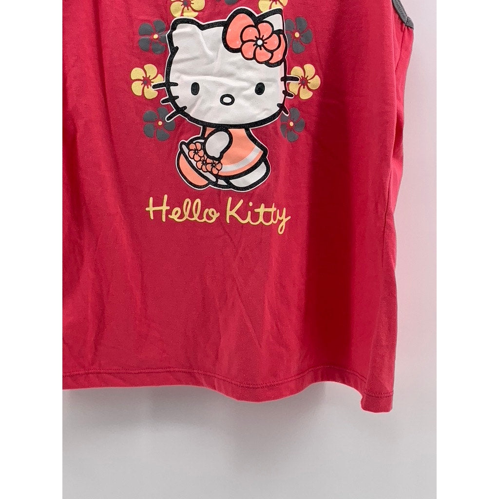 HELLO KITTY Girls' Pink-Gray Graphic Tank Top SZ M