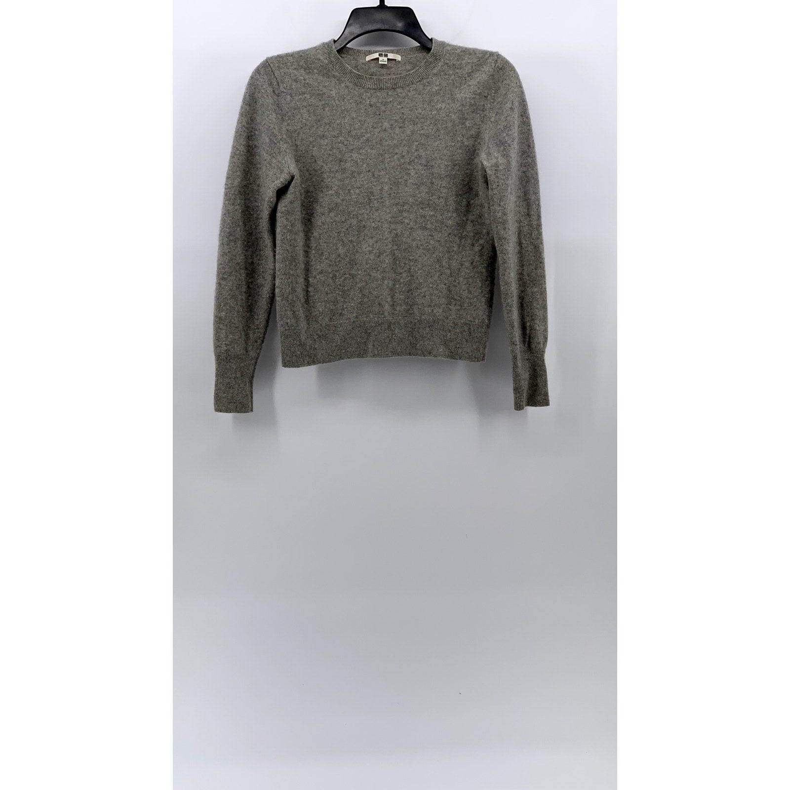 UNIQLO Women's Light Gray Cashmere Crewneck Long Sleeve Pullover Sweater SZ S
