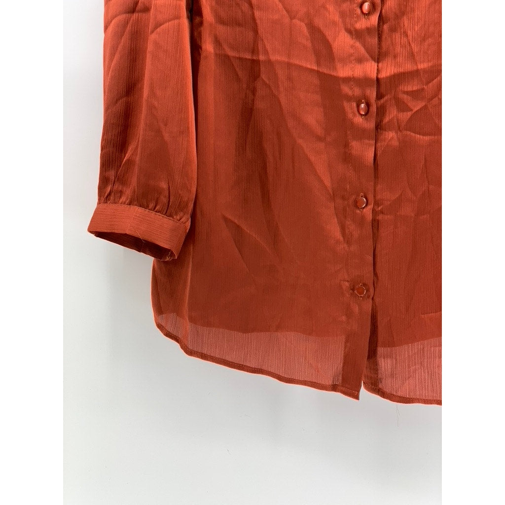 MONTEAU LOS ANGELES Women's Orange Button-Up Top SZ XL
