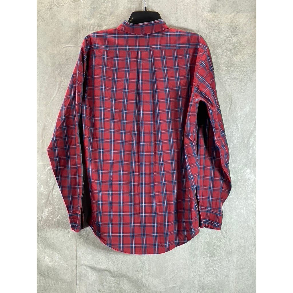 GANT Men's Red Hunt Plaid Vintage Button-Up Long Sleeve Shirt SZ L
