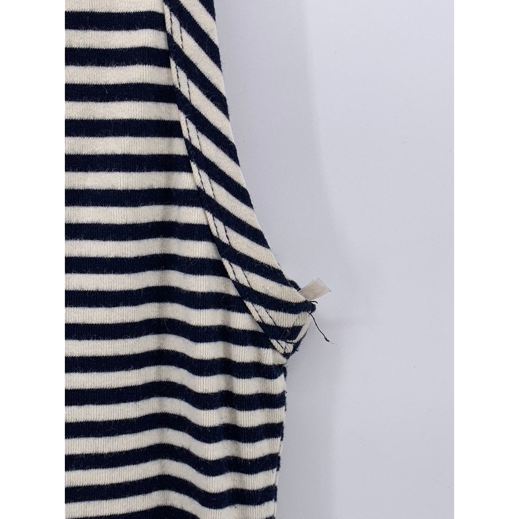 DESIGN LAB LORD & TAYLOR Women's Navy-White Striped Crewneck Maxi Dress SZ XS