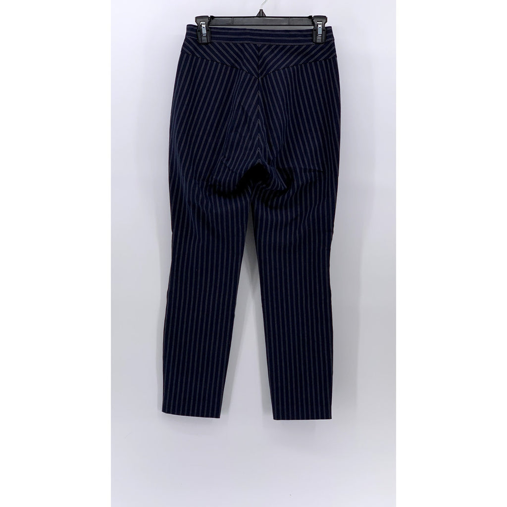 RAG & BONE Women's Navy Blue-White Simone Pin Stripe Back Yoke Cropped Pants 2