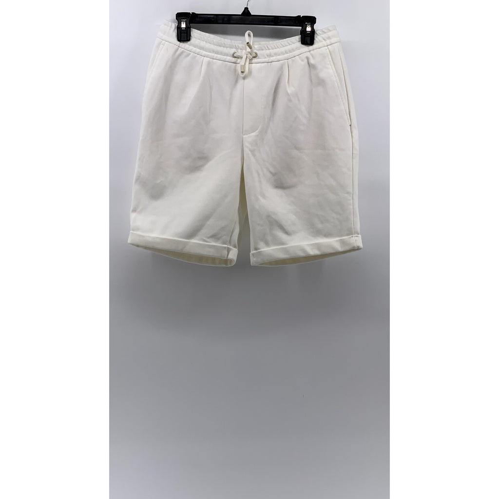 ZARA Men's White Cuffed Drawstring Shorts SZ M