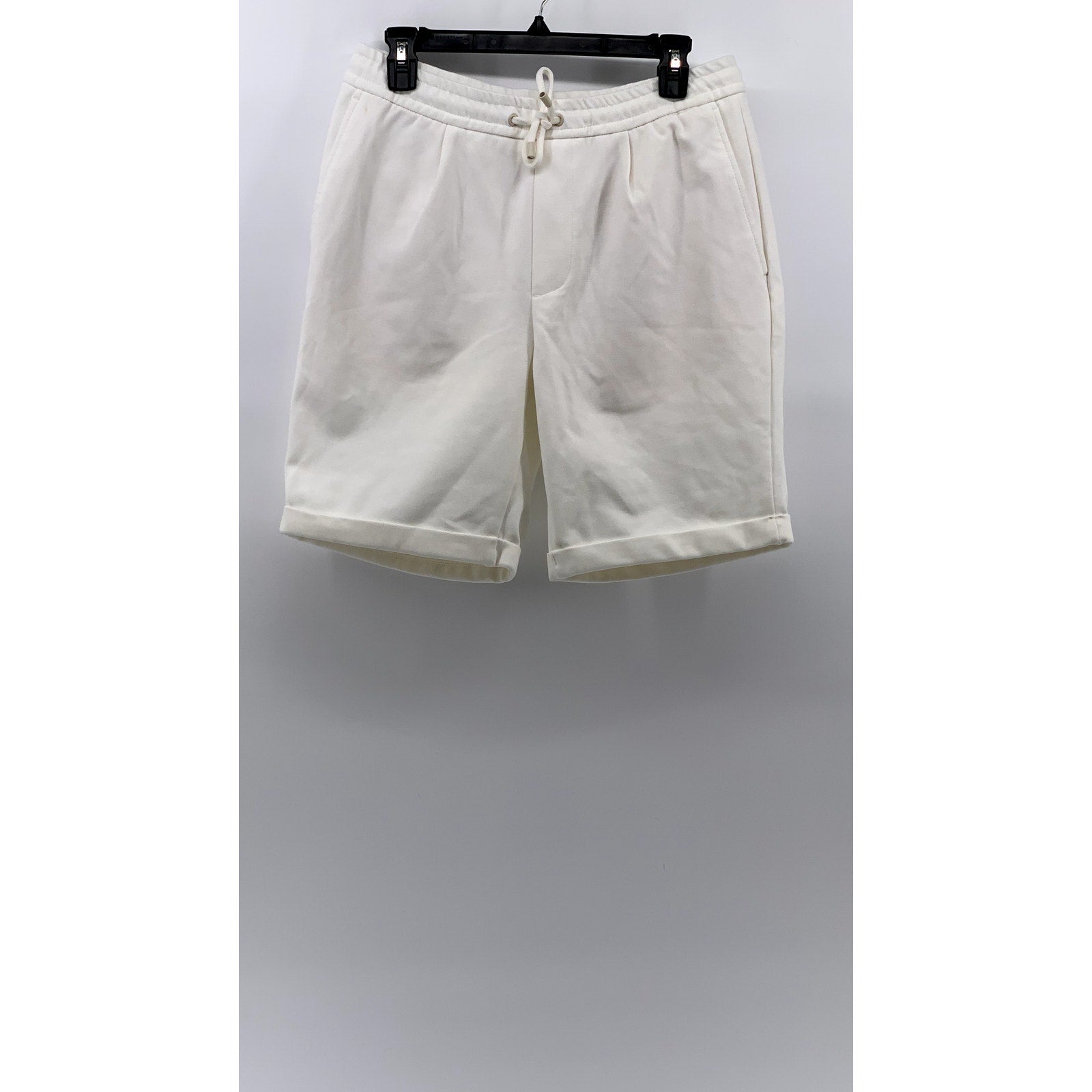 ZARA Men's White Cuffed Drawstring Shorts SZ M