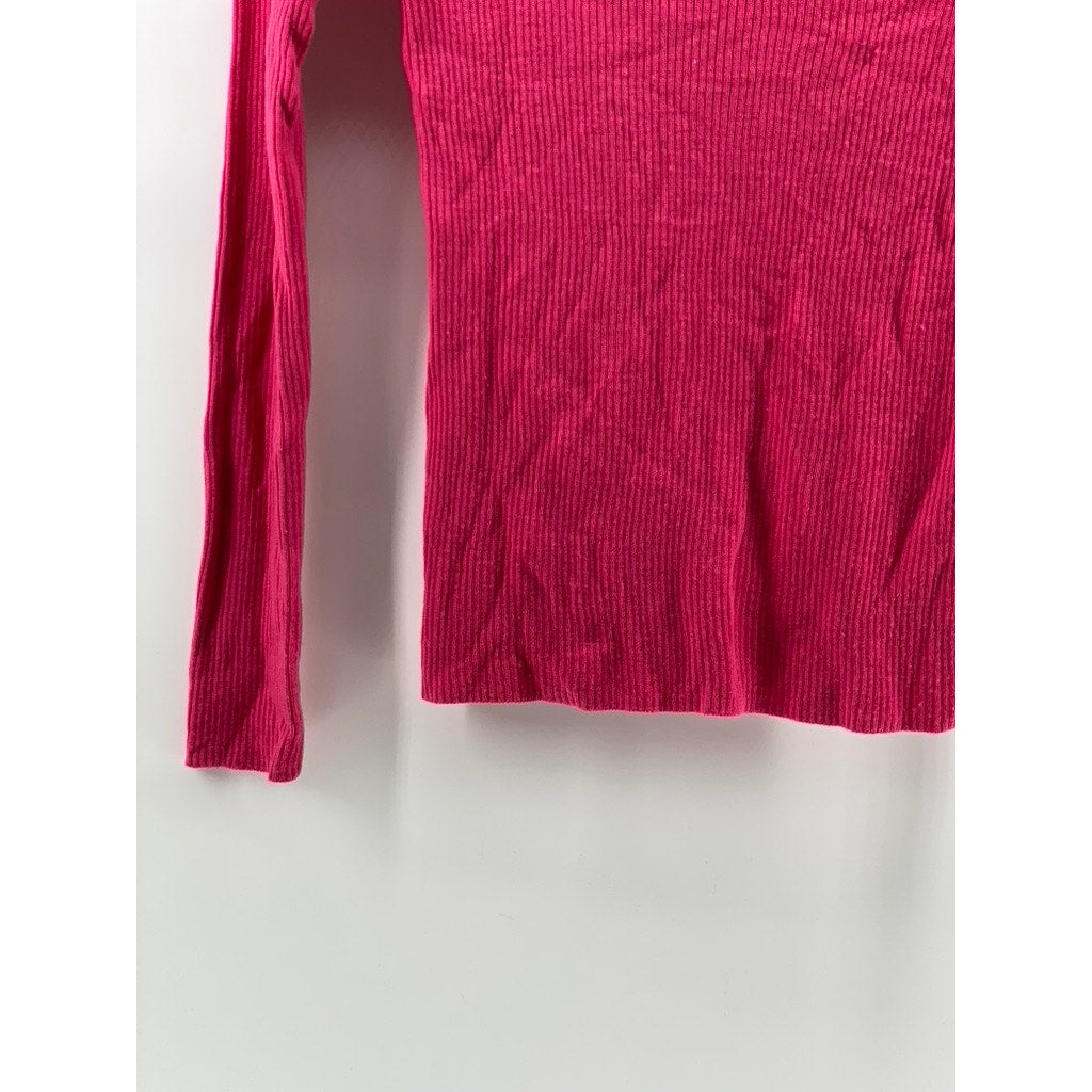 UNIQLO Women's Pink Ribbed Wool Long Sleeve Turtleneck Top SZ XS