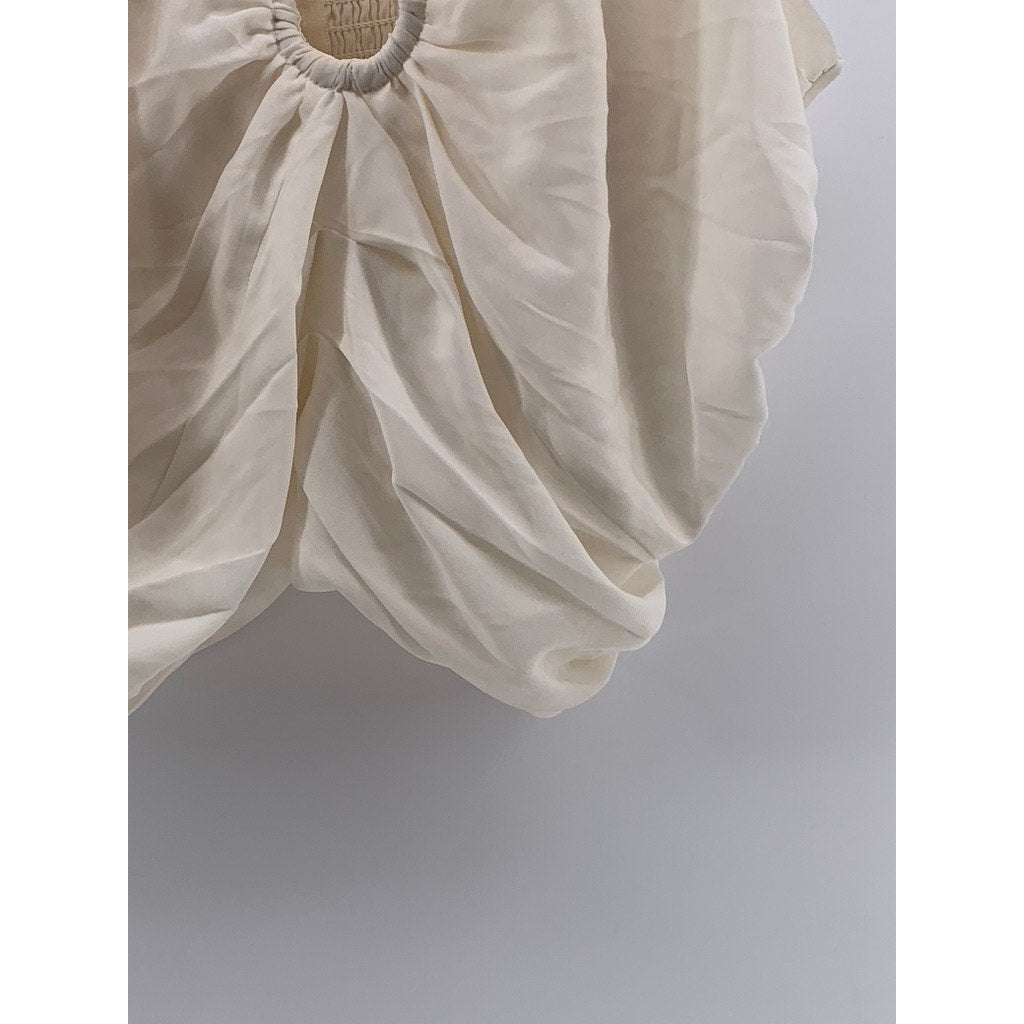 ABERCROMBIE & FITCH Women's Cream V-Neck O-Ring Cropped Top SZ XL