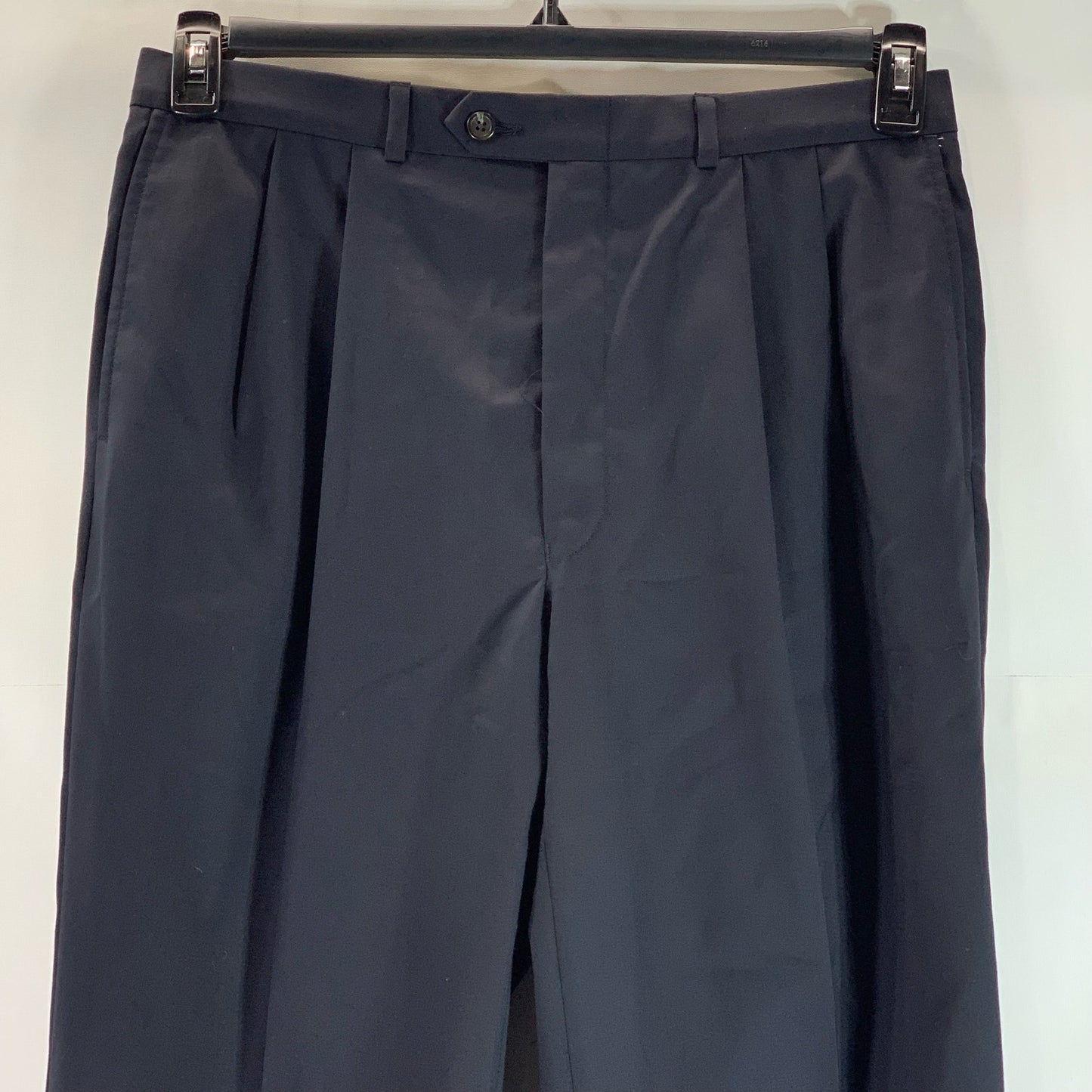 LAUREN RALPH LAUREN Men's Navy Total Comfort Wool Pleated Dress Pants SZ 34x32