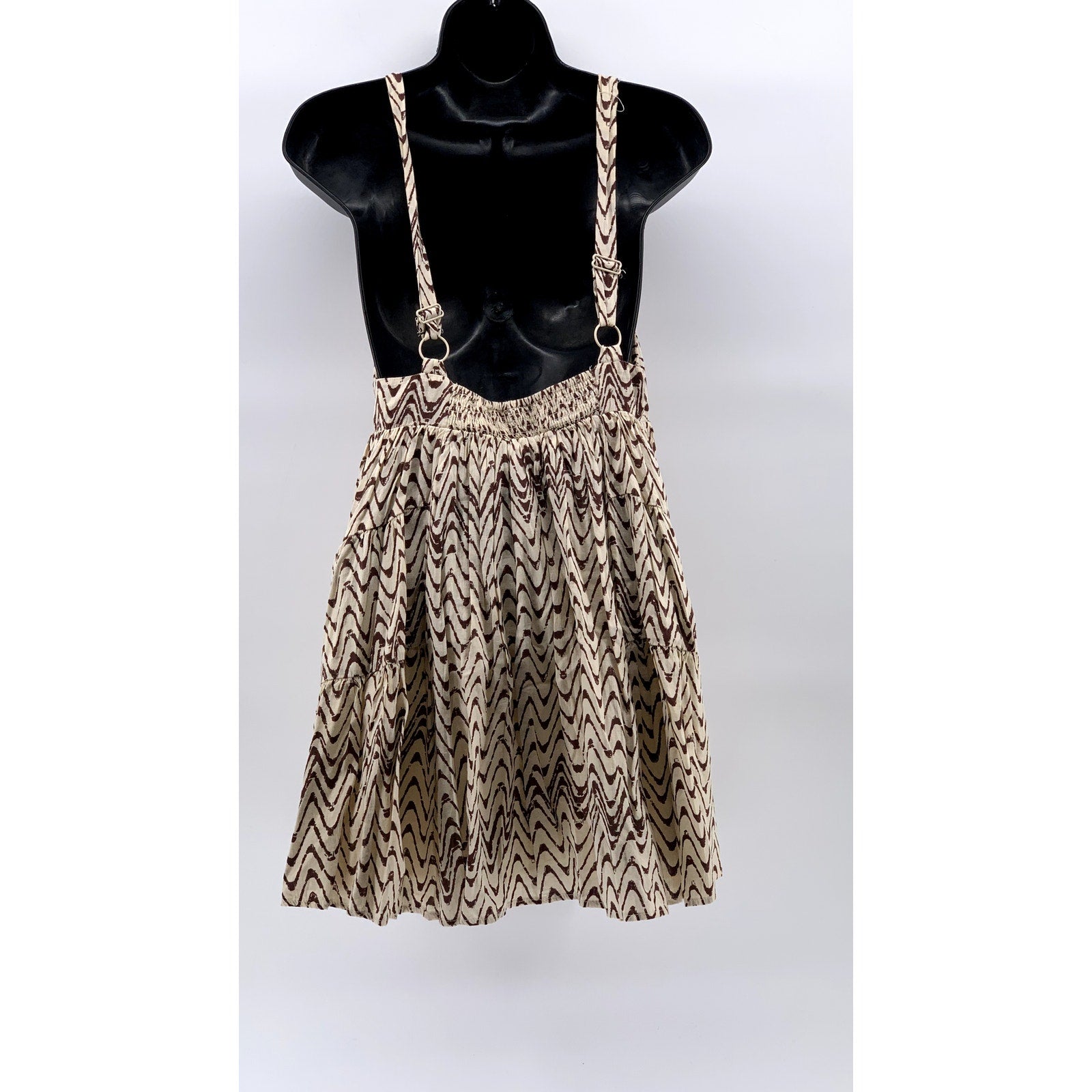 URBAN OUTFITTERS Women's Tan Multi Claudette Zig-Zag Smock Tank Mini Dress SZ S