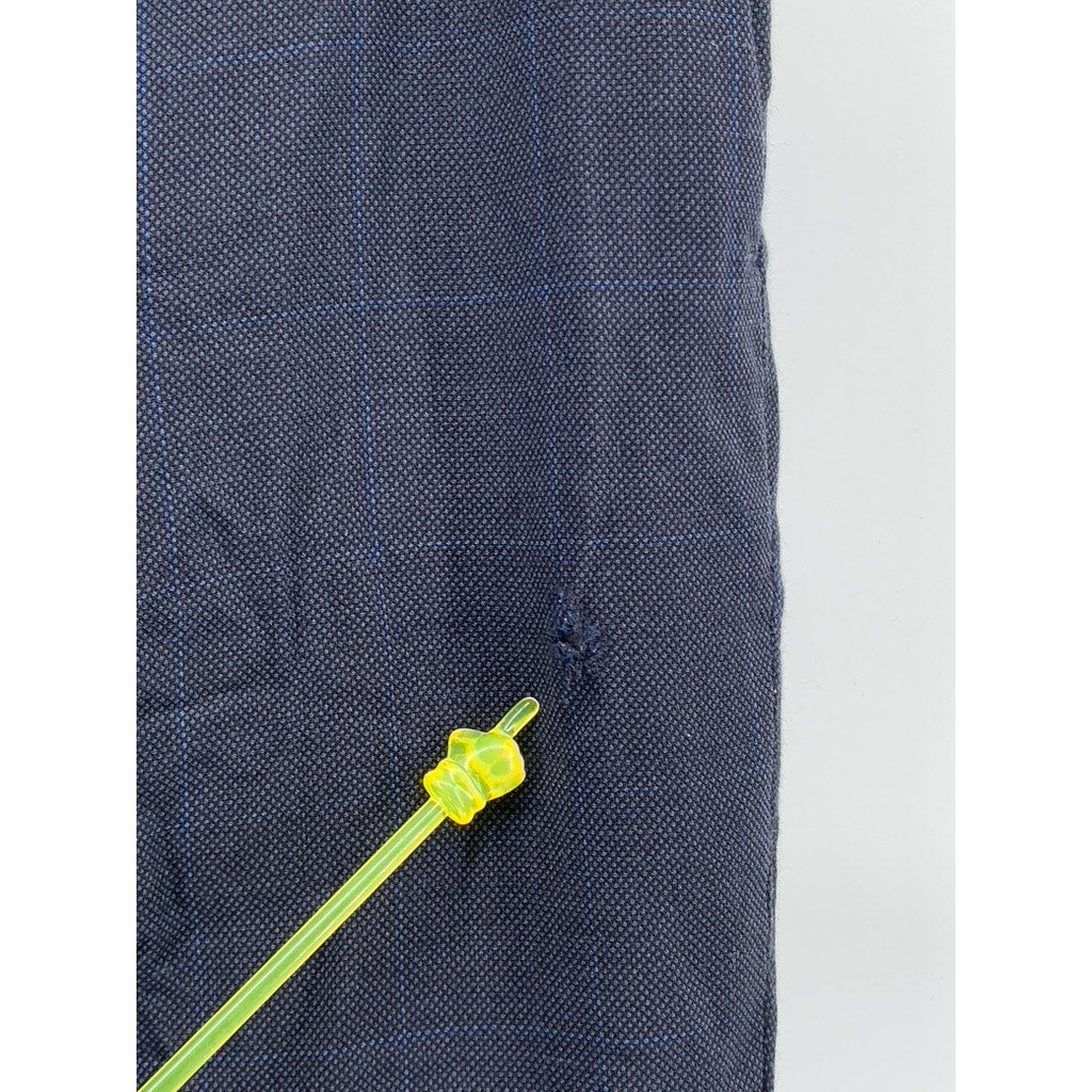 UNBRANDED Men's Blue Textured Windowpane Straight-Leg Regular Fit Pant SZ 36