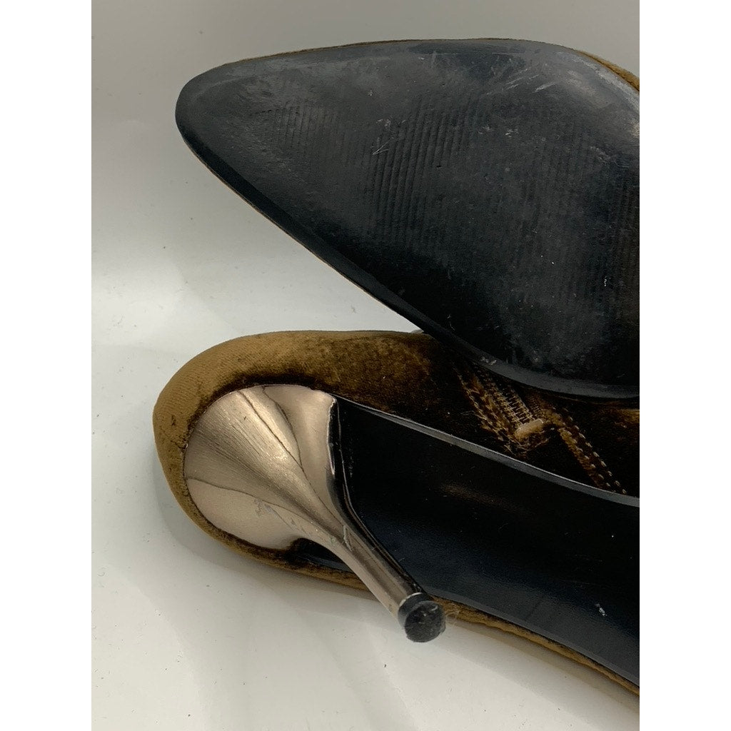NINE WEST Women's Brown Suede Pointed Toe Stiletto Booties SZ 7.5