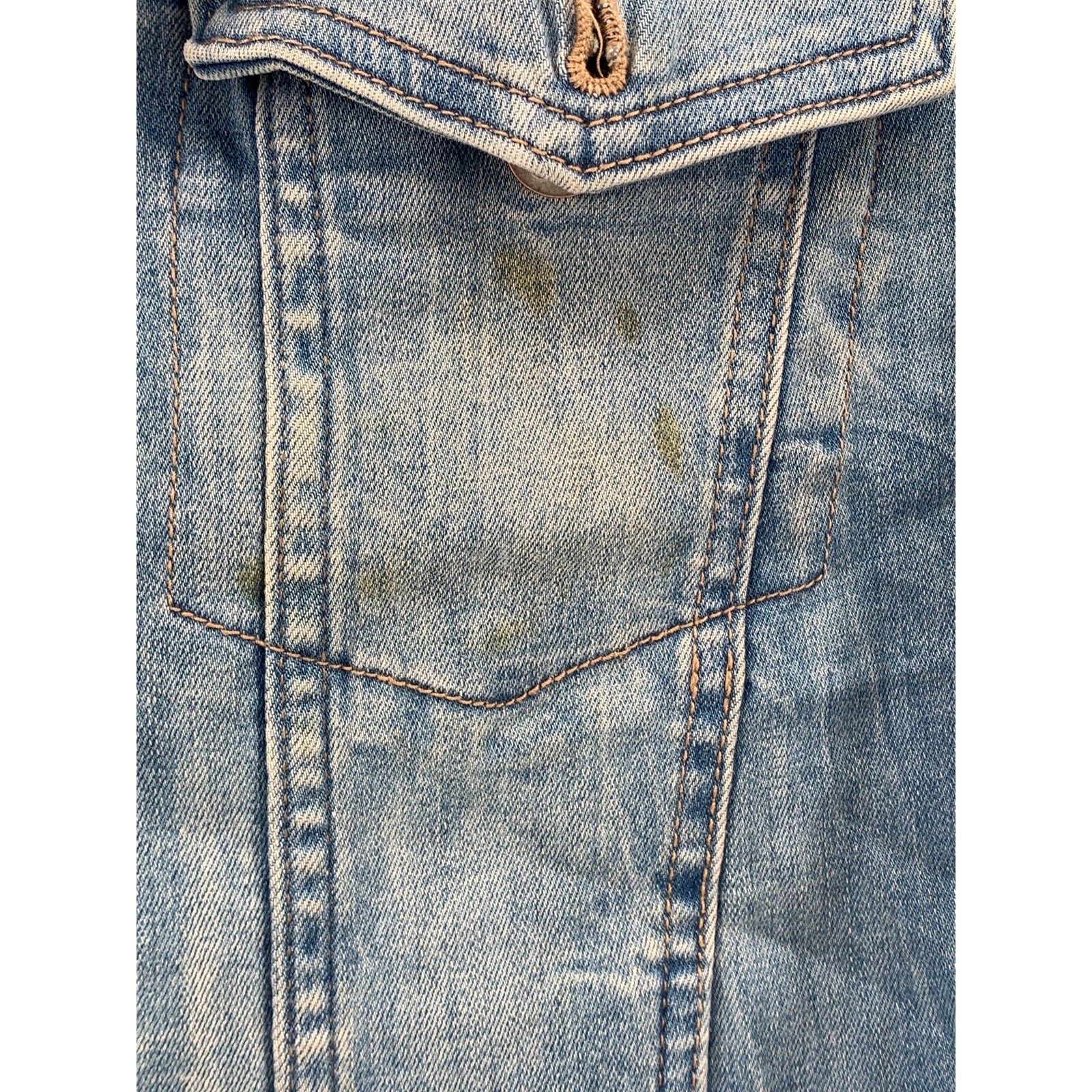 CALVIN KLEIN Women's Blue Denim Logo Button-Up Long Sleeve Trucker Jacket SZ M