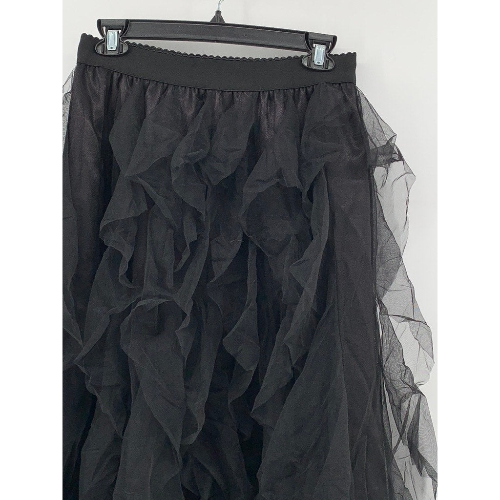 SHEIN Women's Black Sheer Tulle Layered Midi Skirt SZ 6
