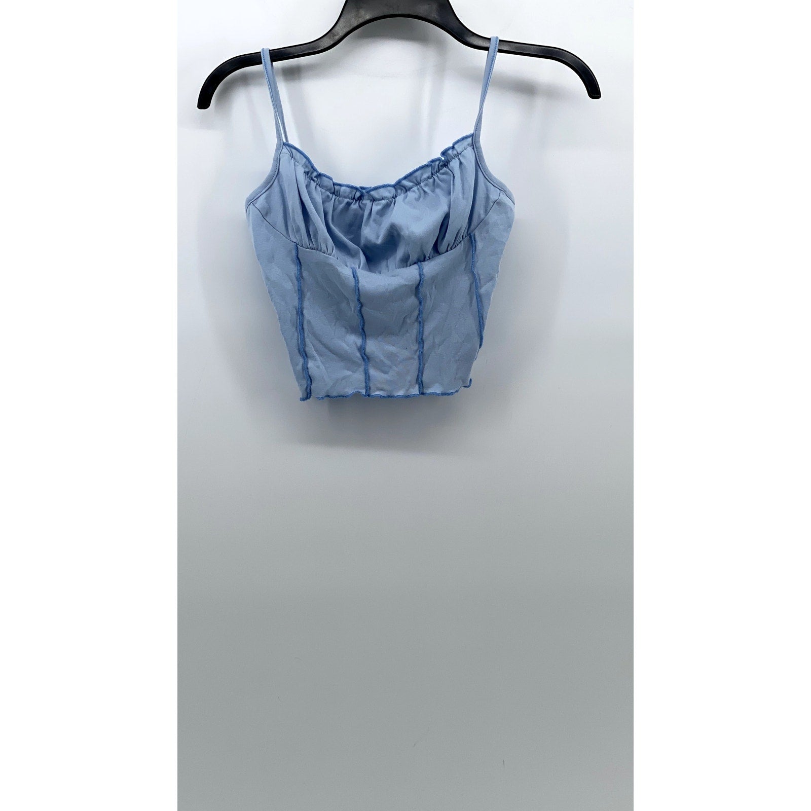 UNBRANDED Women's Light Blue Corset Sweetheart Spaghetti Strap Cropped Top SZ S