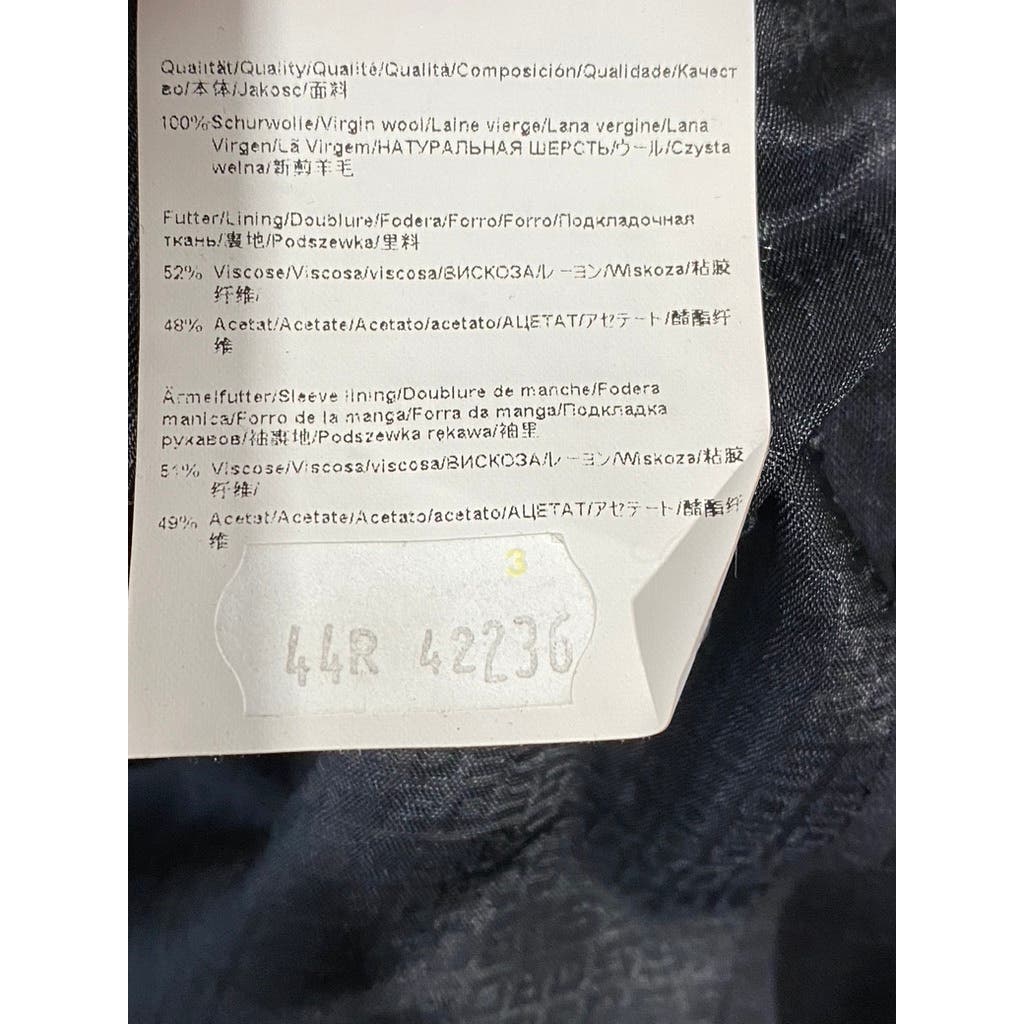 BOSS HUGO BOSS Men's Black Classic-Fit Super 100 Wool Two-Button Blazer SZ 44R