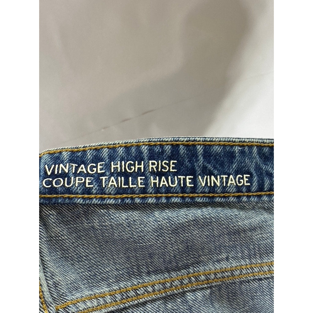 GAP Women's Blue Vintage High-Rise Destructed Denim Button-Fly Jean SZ 16/33