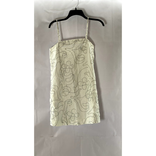 MADEWELL Women's Eyelet White Linen Goldie Straight-Neck Adjustable Dress SZ 0
