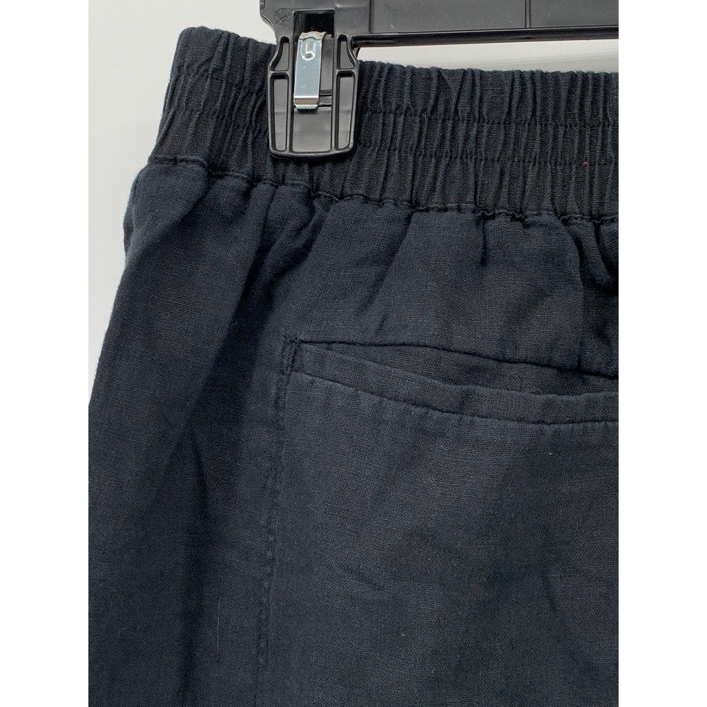 ATHLETA Women's Washed Black Playa Linen Bermuda Pull-On Casual Shorts SZ 8