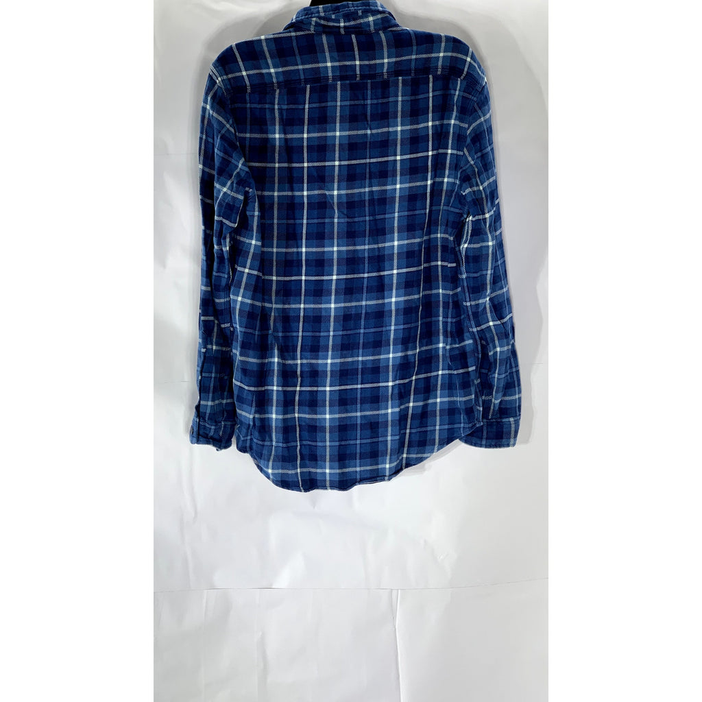 POLO RALPH LAUREN Men’s Blue Plaid Classic-Fit Button-Up Indigo Shirt SZ M