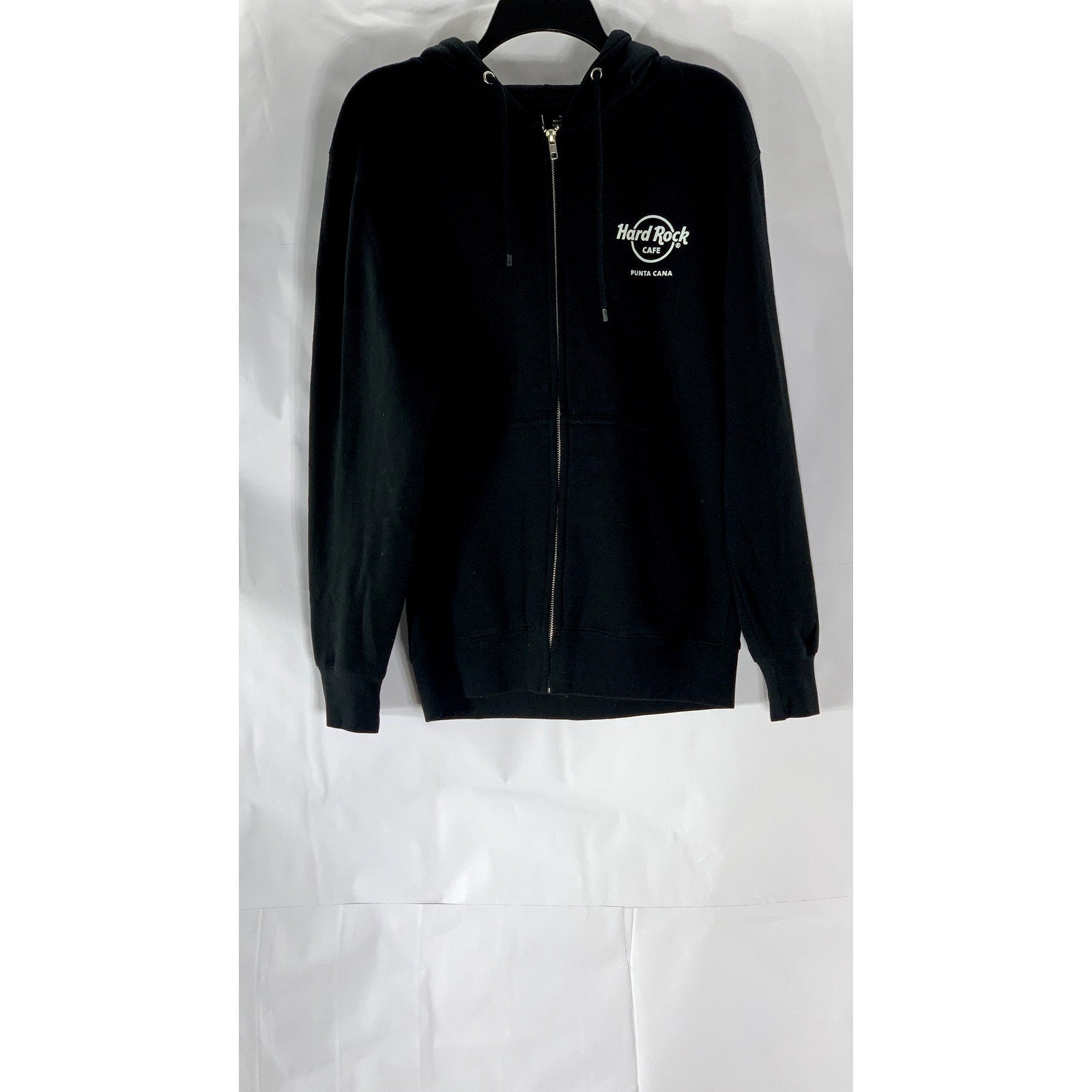 HARD ROCK Men's Black Punta Cana Dominican Republic Graphic Zip-Up Sweater SZ M