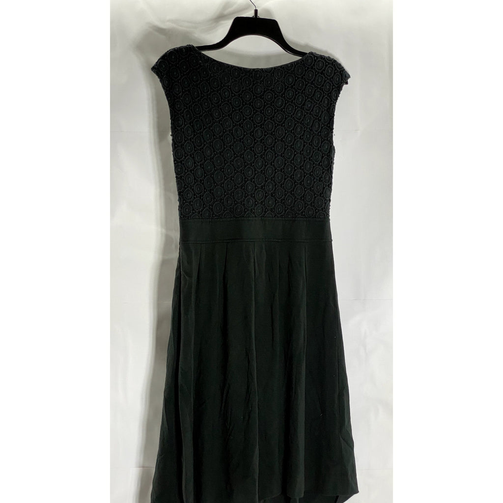 BANANA REPUBLIC Women's Black Lace Scoop-Neck Short Sleeve Dress SZ 6
