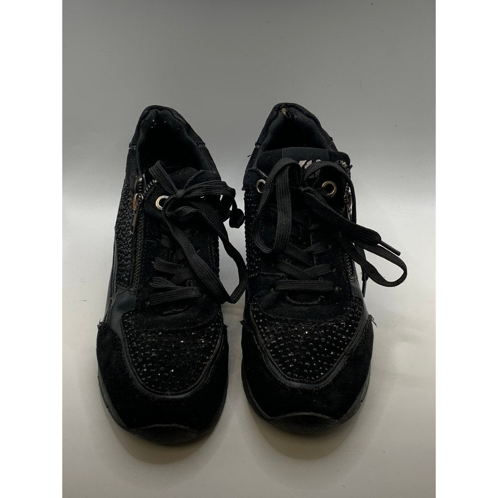 XTI Women's Black Rhinestone Embellished Wedge Sneakers SZ 40(9)