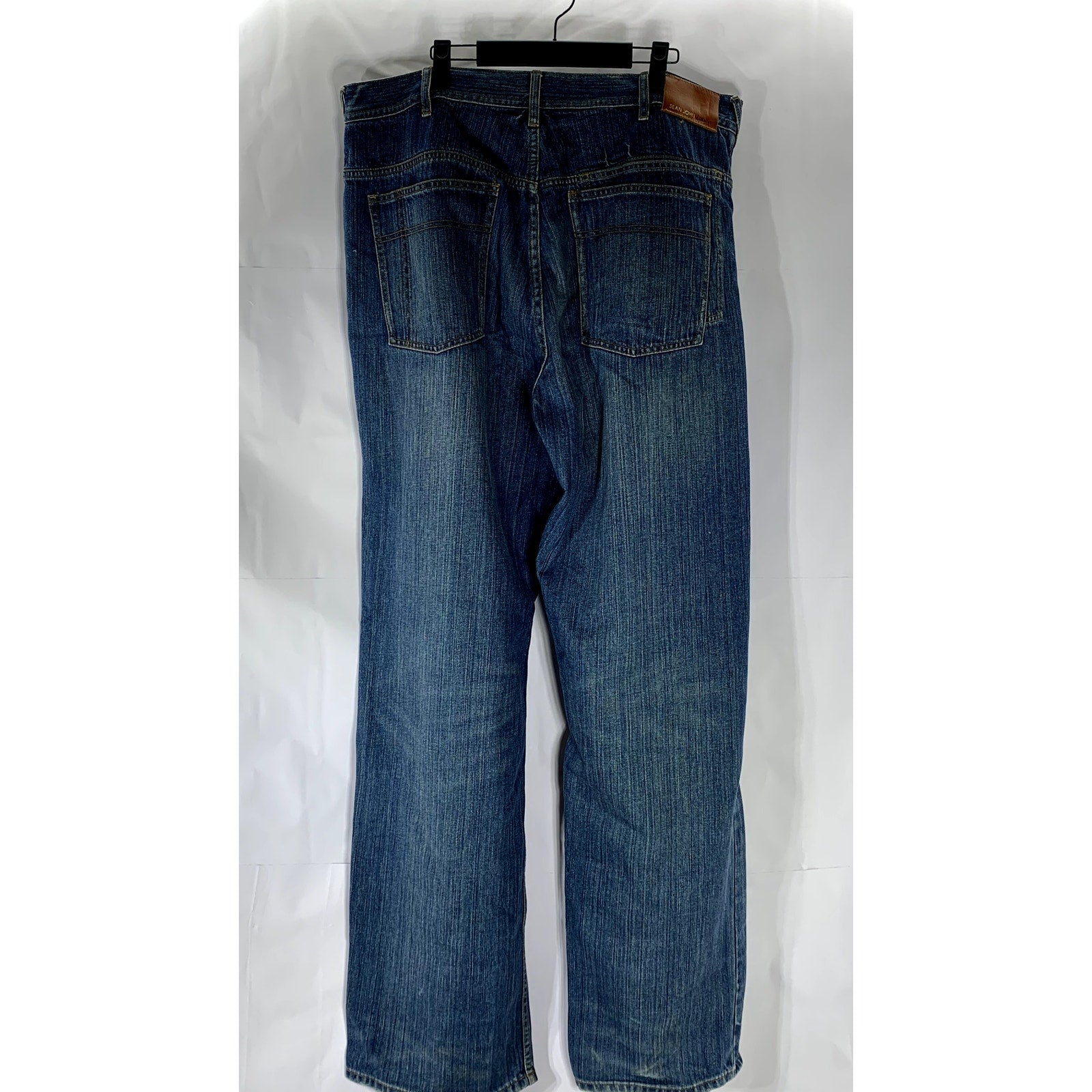 SEAN JOHN Men's Vintage Dark Blue Denim Baggy Straight-Leg Five-Pocket Jean SZ38