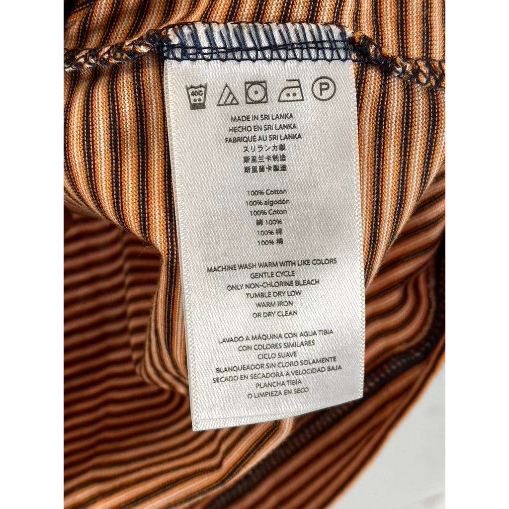 MICHAEL KORS Men's Orange/Navy Mini Striped Crewneck Short Sleeve T-Shirt SZ S