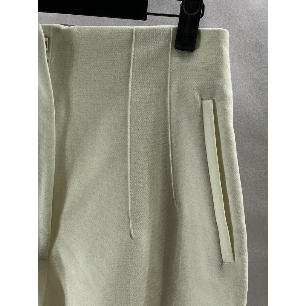 ZARA Women's White Regular Fit Slim-Leg Hook-Bar Dress Pant SZ M