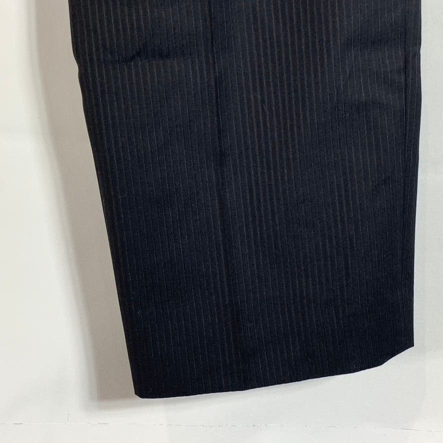 HUGO BOSS Men's Black Pinstripe Virgin Wool Flat Front Dress Pants SZ 40R