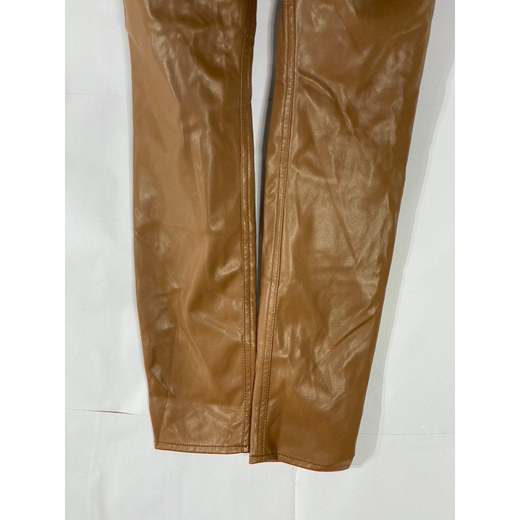 RAG & BONE Women’s Camel Brown Faux-Leather Nina Skinny Pull-On Pant SZ S